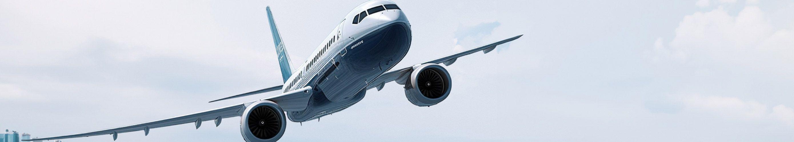 Flugzeug startet, repräsentiert Reise- und Flugoptionen.